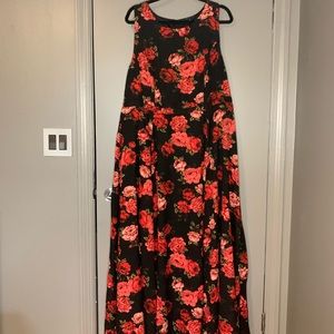 Black and Red Floral Maxi Dress